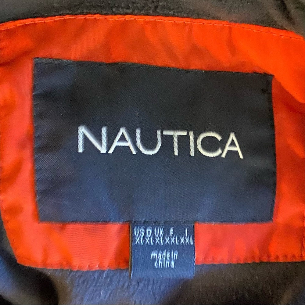 Nautica Red/orange Puffer Jacket with Faux Fur Hood - Picture 3 of 6